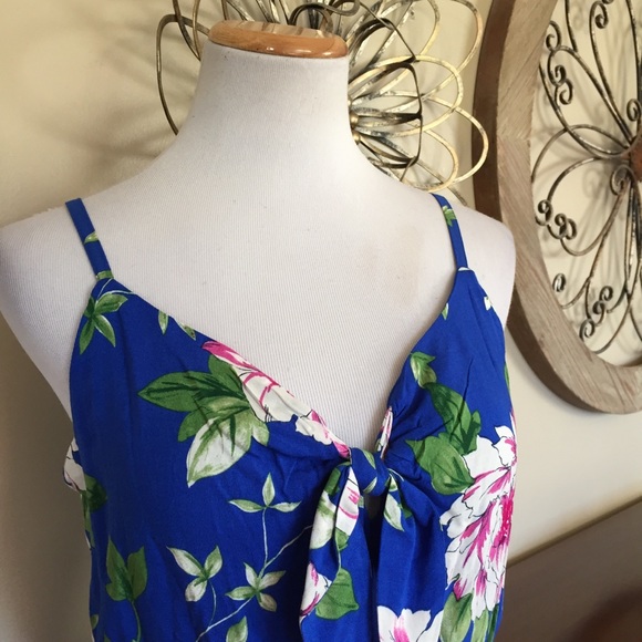 NWT Size Large Romper Maxi Dress / Blue Floral - Picture 2 of 5